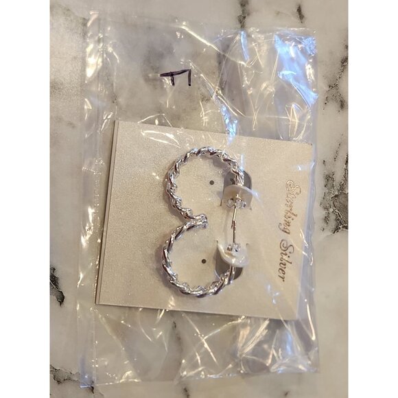 Sterling Silver Twisted Rope Hoop Earrings - Picture 2 of 5